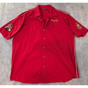 VTG COOGI Logo Button Up Shirt Mens Size 3XL Hip Hop Red Grunge Y2K Embroidered